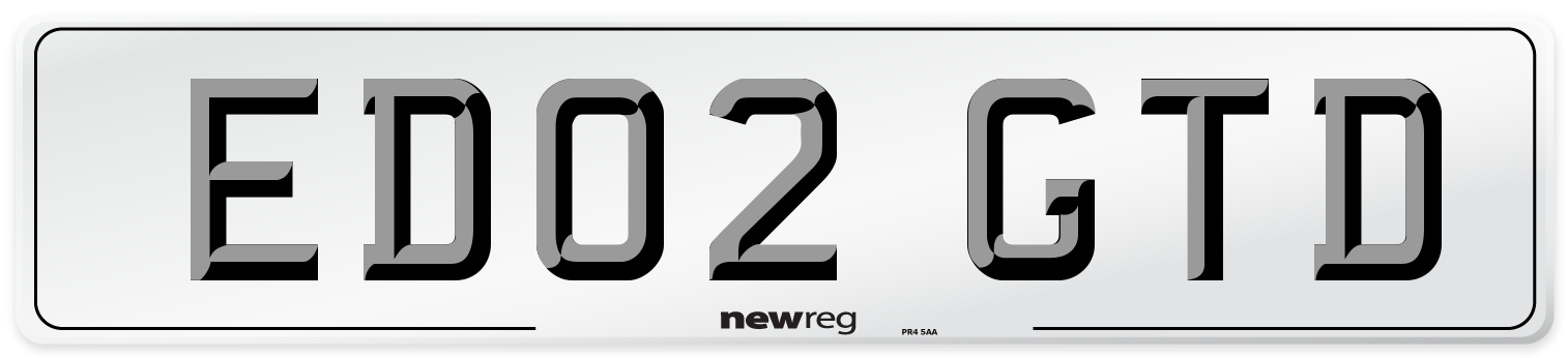 ED02 GTD Number Plate from New Reg